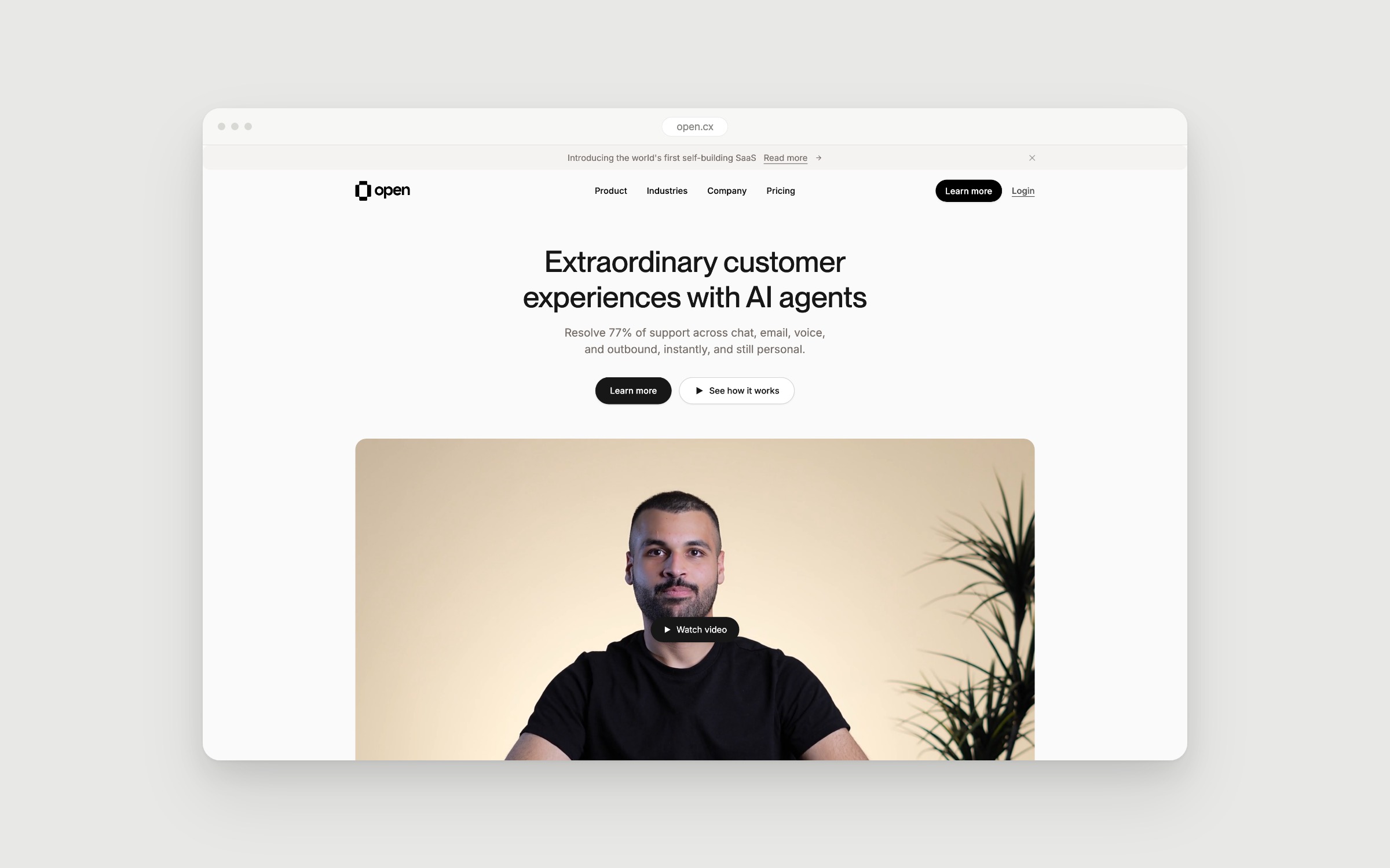 The open website (open.cx) in a browser window.